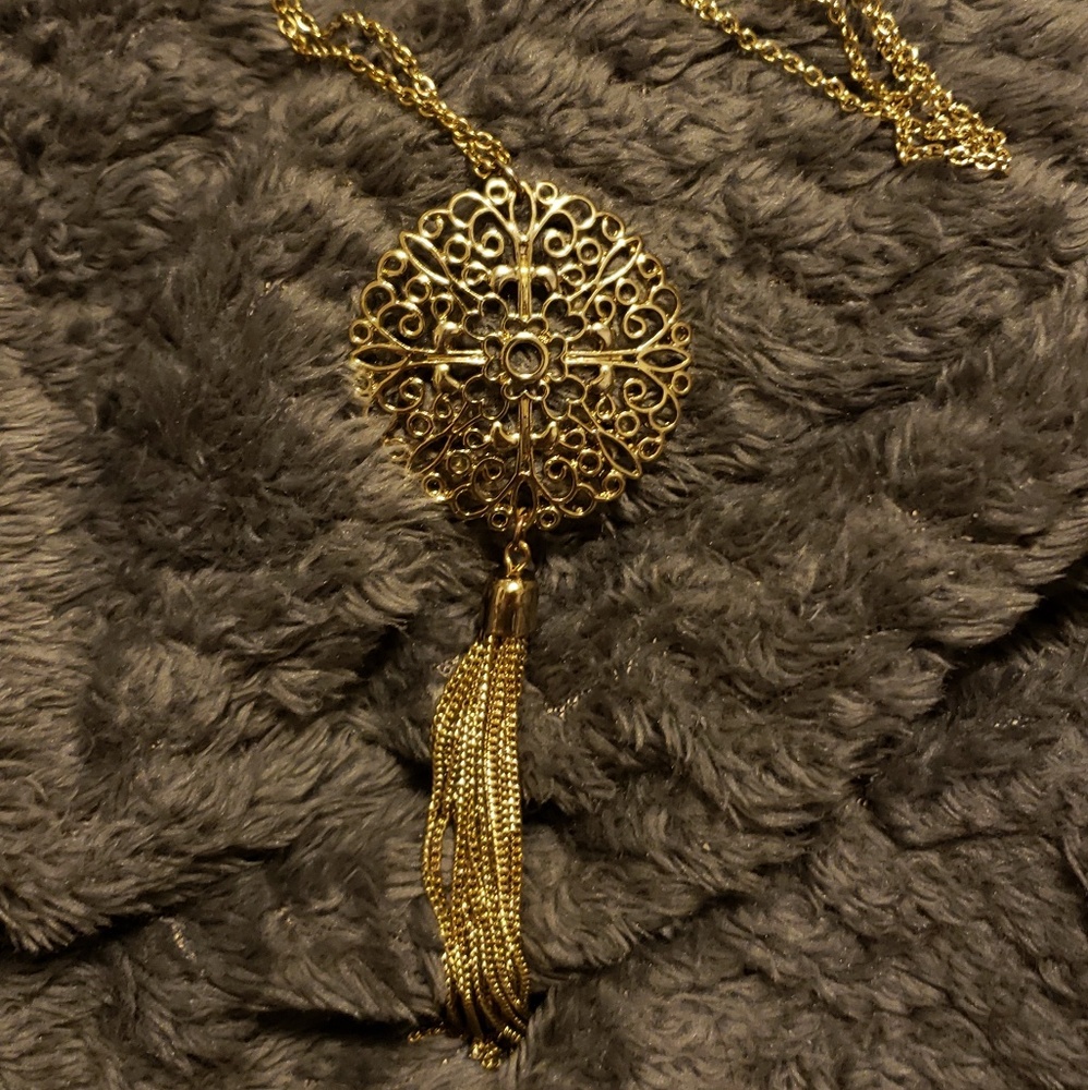 Ornate Gold Tassel Necklace